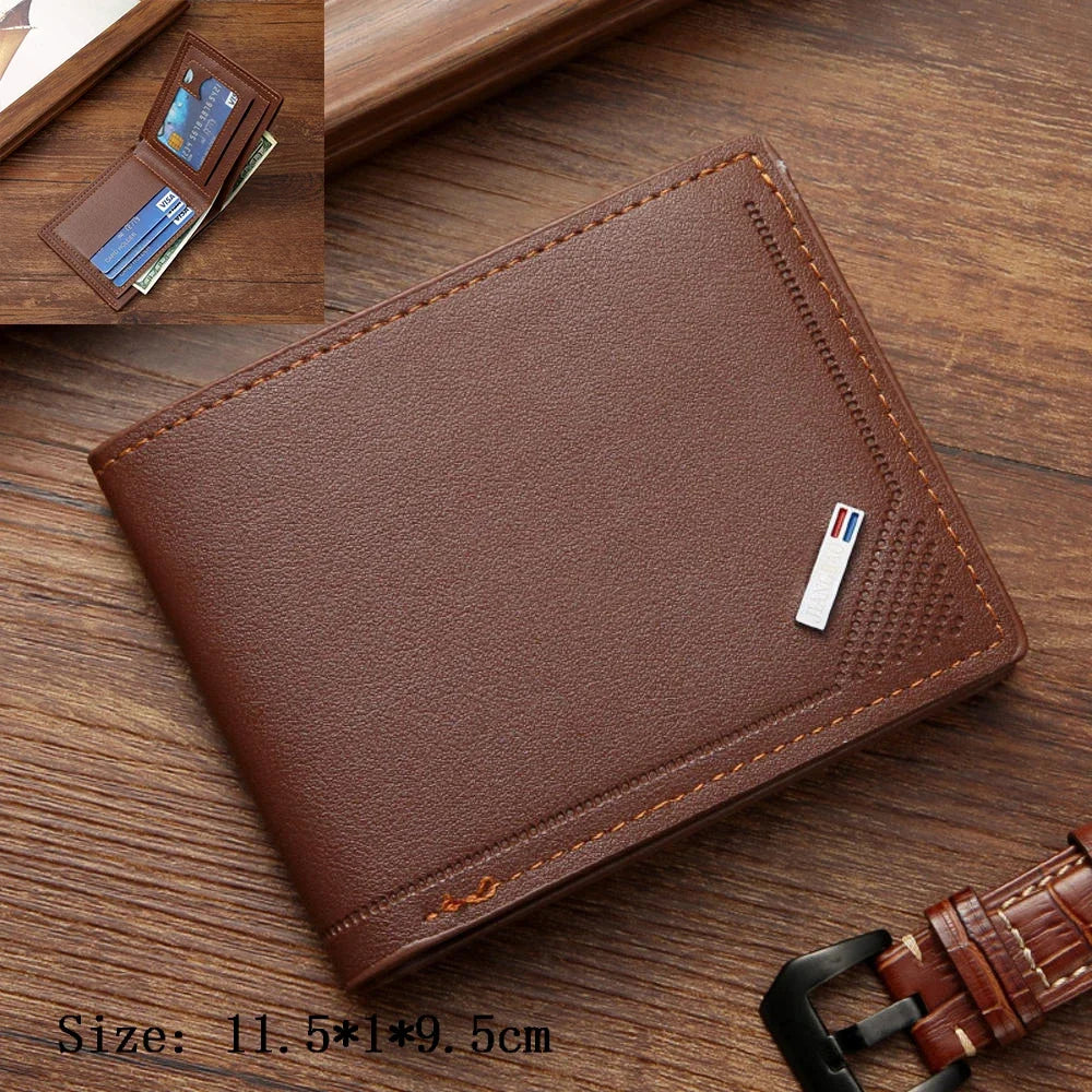 Billetera de cuero de gran capacidad para hombre con ventana para identificación, ranuras para tarjetas y monedero.
