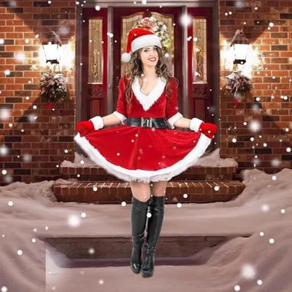 Women's Christmas Santa Claus Costume, Adult Holiday Cosplay Outfit, Festive Xmas Party Dress-Up Clothing for Christmas Celebrations, Costume Parties and Seasonal Events