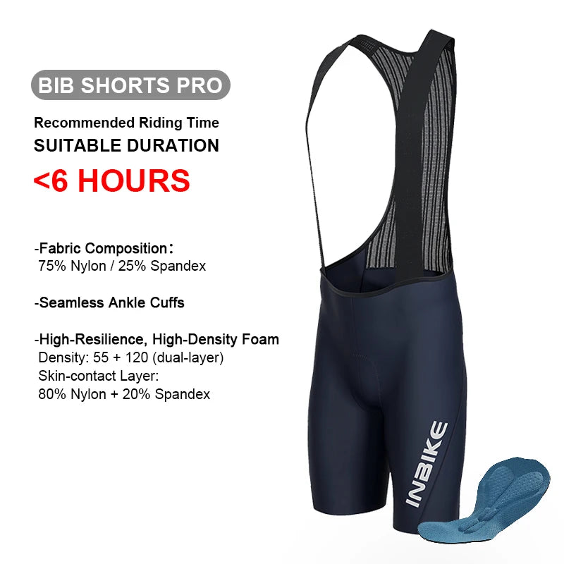 INBIKE Men's Cycling Bib Shorts – Professional Padded MTB & Road Bike Riding Shorts for Mountain Cycling