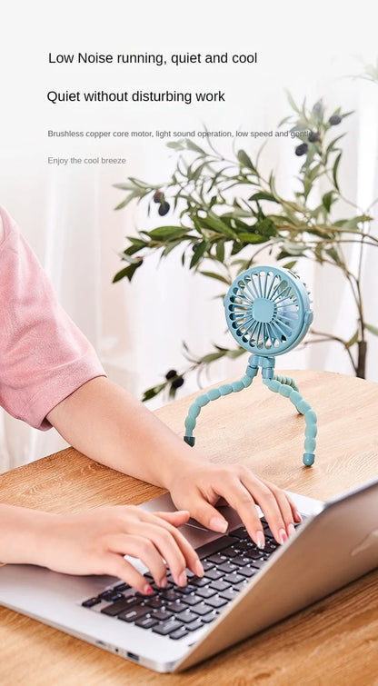 Ventilador portátil con clip para cochecito - Ventilador de refrigeración para bebés recargable por USB de 600 mAh con 3 velocidades para el hogar, viajes y actividades al aire libre