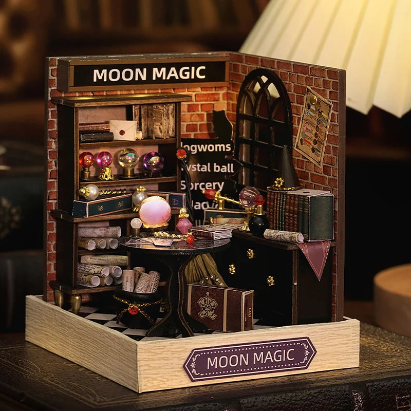 Wooden Dollhouse 3D Puzzle Kit – DIY Miniature Room Model with Furniture & LED Lights Home Decoration
