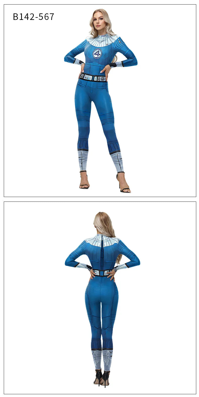 Fantastic Four Cosplay Bodysuit – Susan / Reed Richards Zentai Jumpsuit (Halloween Catsuit Costume)
