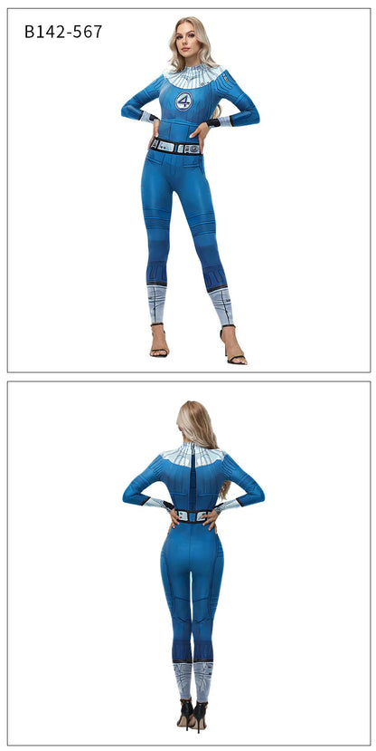 Fantastic Four Cosplay Bodysuit – Susan / Reed Richards Zentai Jumpsuit (Halloween Catsuit Costume)