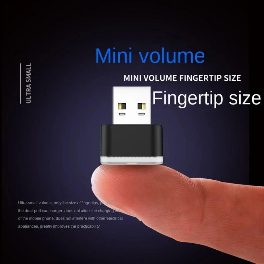 Mini USB LED Luz Ambiental Interior para Coche – Lámpara de Ambiente de Neón Plug & Play y Luz de Emergencia