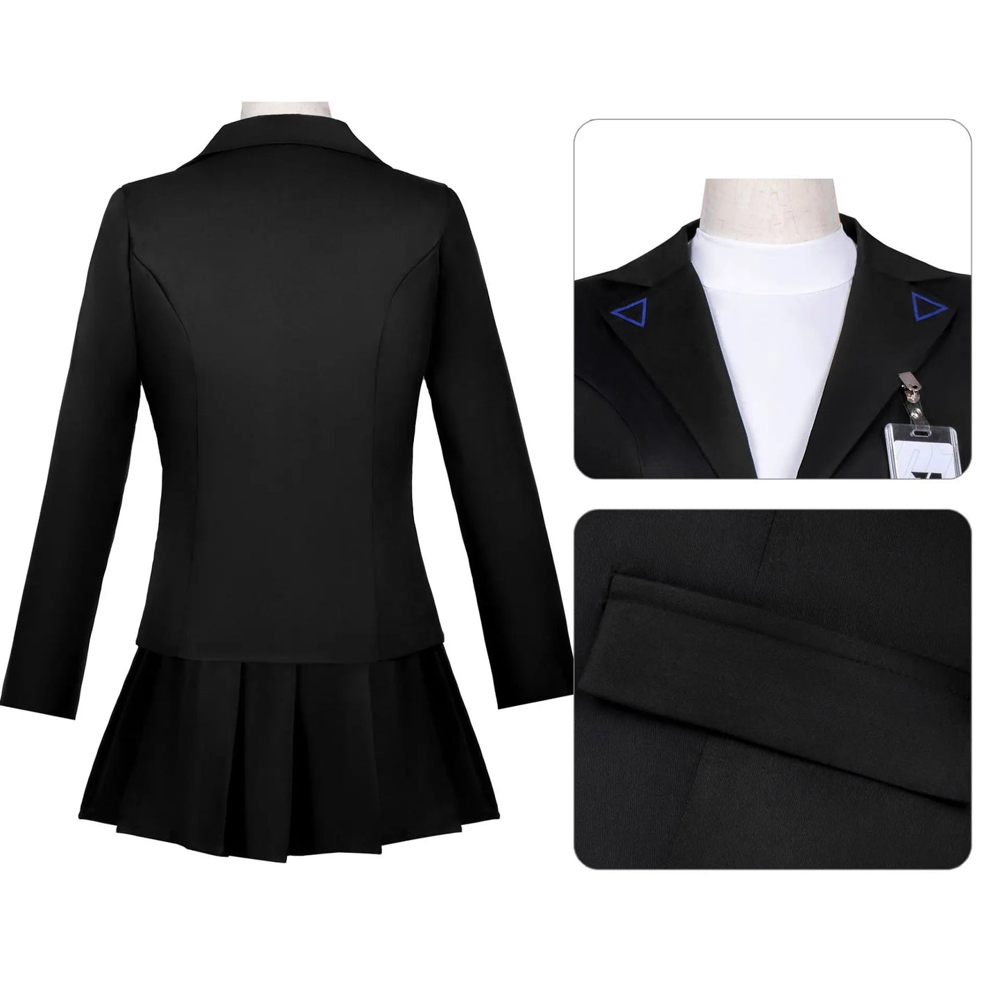 Blue Cosplay Costume Women's JK School Uniform Set – Jacket, Skirt & ID Card