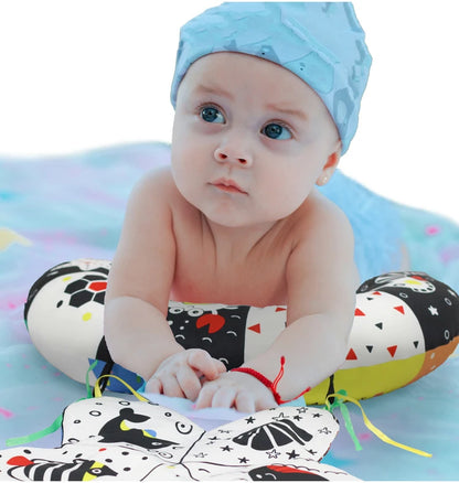 Coussin de Temps sur le Ventre pour Bébé et Jouet Sensoriel à Contraste Élevé – Coussin de Soutien Réversible Noir et Blanc pour Nouveau-né pour le Redressement de la Tête et le Développement Précoce