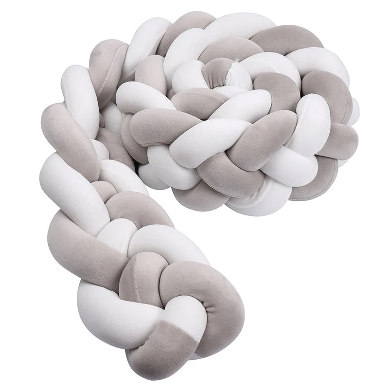 Protector de cuna trenzado hecho a mano – Cojín de cuna anudado suave para cunas, decoración de guardería y protección de bordes (1M–3.6M)