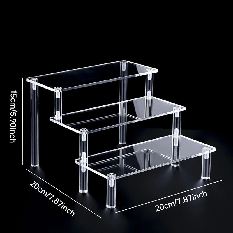 Support d'affichage en acrylique – Présentoir organisateur transparent à 1-5 niveaux pour parfums, poupées, figurines et objets de collection