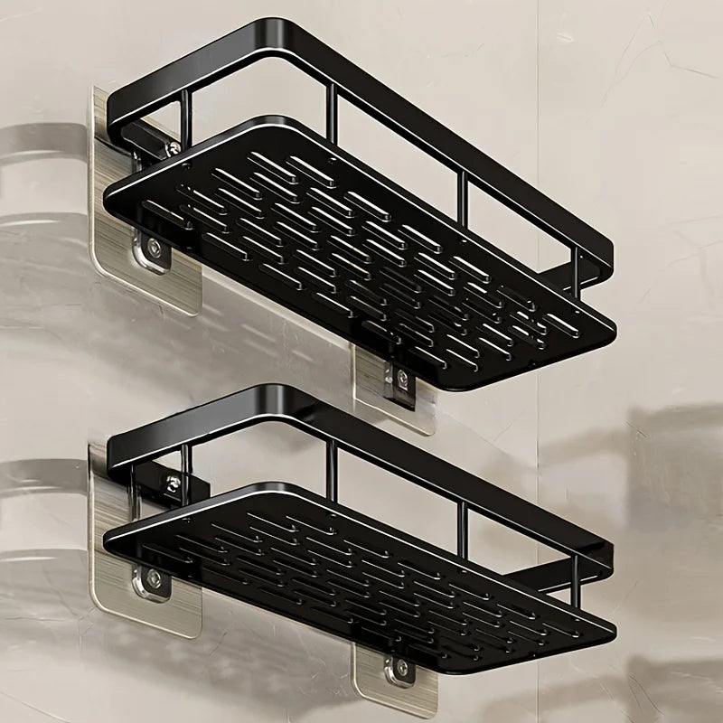 Estante de baño para montaje en pared sin taladros, organizador de almacenamiento de cocina para champú y artículos de tocador