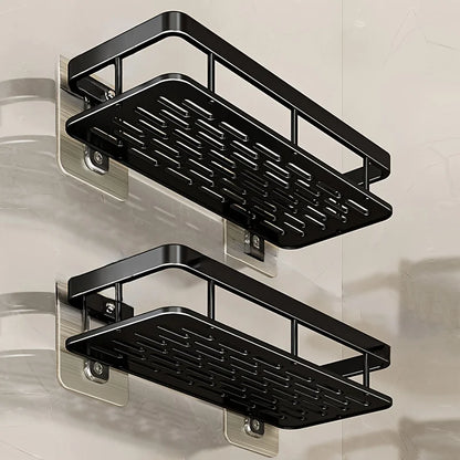 Estante de baño para montaje en pared sin taladros, organizador de almacenamiento de cocina para champú y artículos de tocador