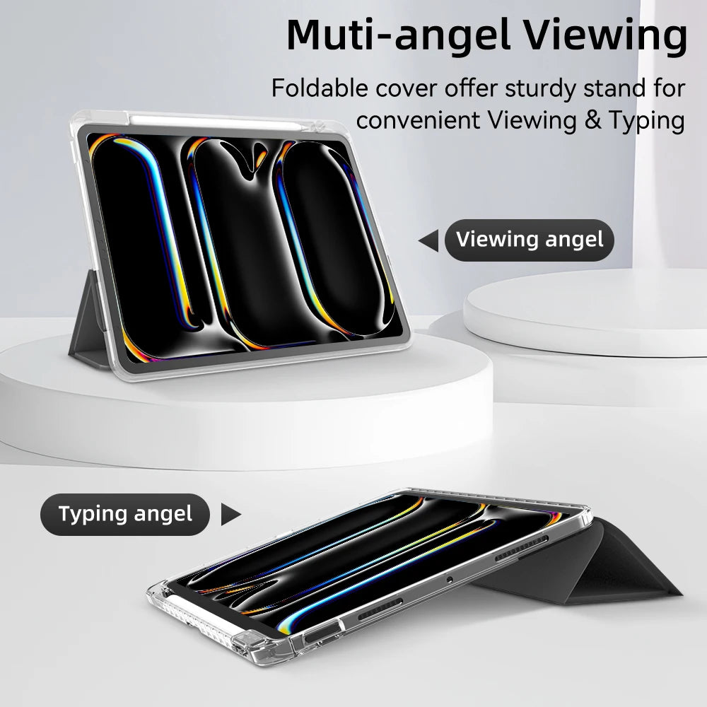 Étui pour iPad avec porte-crayon pour iPad Air 6/5, iPad Pro 11/12.9/13, iPad 10e génération, 10.2, 9.7 et iPad Mini 7/6 – Étui intelligent de protection