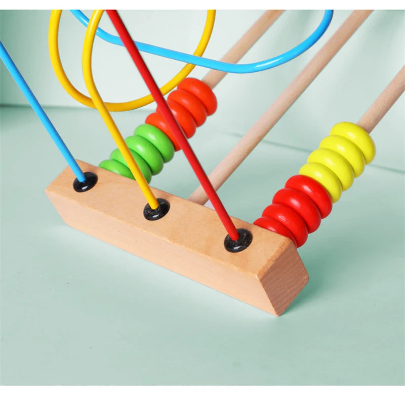 Jouet Montessori en bois de montagnes russes – Labyrinthe de perles pour bébé, boulier d'apprentissage des mathématiques pour les tout-petits de 1 à 3 ans, cadeau de développement éducatif précoce