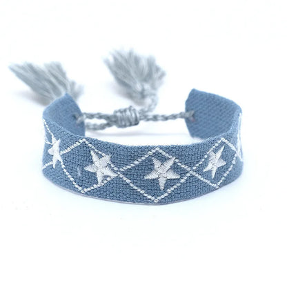 Pulsera de estrella bordada bohemia – Correa de muñeca tejida a mano con borlas para mujer | Regalo de joyería de moda étnica