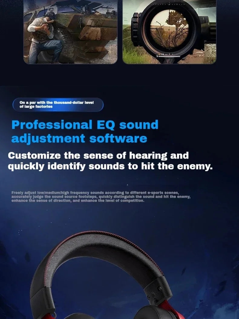 Casque de Jeu Sans Fil MCHOSE V9 Pro 3 Modes – Casque d'Esports Bluetooth, 2.4 GHz & Filaire avec Microphone Anti-Bruit