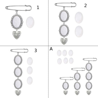 Wedding Bouquet Photo Charm – Oval Picture Frame Pendant Brooch for Bridal Bouquets & Memorial Keepsakes