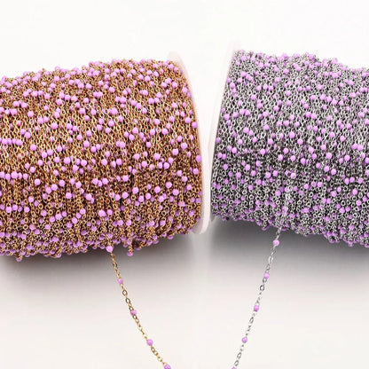 1M Stainless Steel Enamel Bead Chain – Colorful Dripping Oil DIY Chain for Necklaces, Bracelets & Jewelry Making