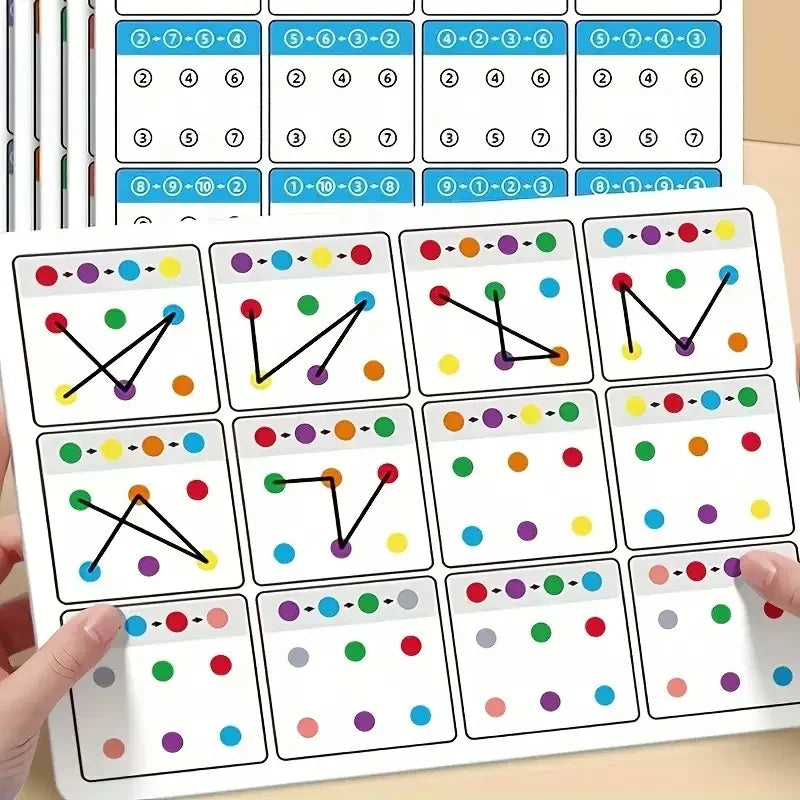 Tarjetas Reutilizables de Entrenamiento A4 para Niños – Tarjetas Didácticas de 12 Páginas con Bolígrafo Borrable, Ejercicios de Memoria Visual y Concentración, Herramienta Educativa de Práctica para Niños