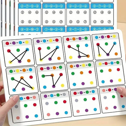 Tarjetas Reutilizables de Entrenamiento A4 para Niños – Tarjetas Didácticas de 12 Páginas con Bolígrafo Borrable, Ejercicios de Memoria Visual y Concentración, Herramienta Educativa de Práctica para Niños