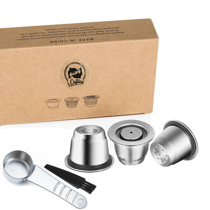 iCafilas Reusable Coffee Capsule – Stainless Steel Refillable Coffee Pod Filter Compatible with Nespresso Coffee Machines, Eco-Friendly Reusable Espresso Cup for Home Brewing