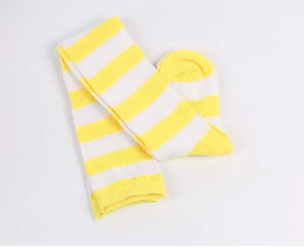 Thigh High Socks Women Over Knee Striped Polka Dot Stockings Black White Pink Lolita Cosplay Harajuku Y2K Kawaii