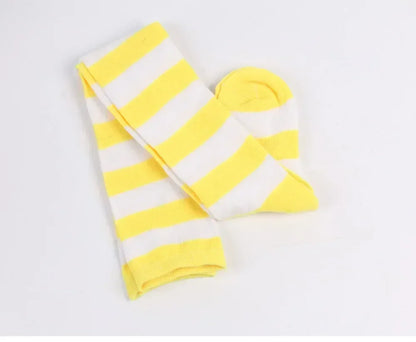 Thigh High Socks Women Over Knee Striped Polka Dot Stockings Black White Pink Lolita Cosplay Harajuku Y2K Kawaii