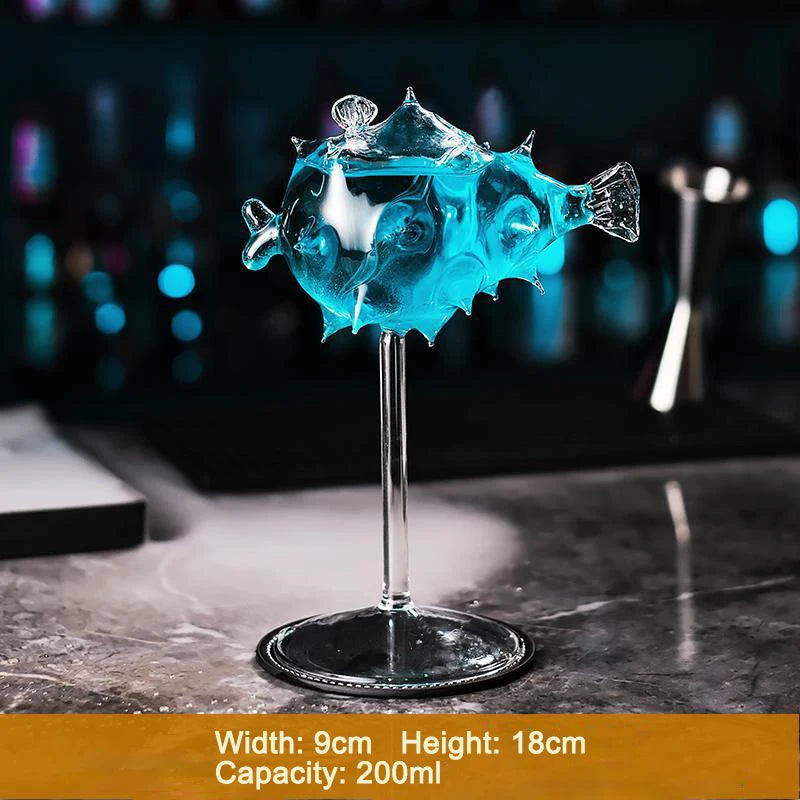 Creative Fish-Shaped Cocktail Glass – Unique Thorn, Octopus & Bird Design Goblet for Bar, KTV, Nightclub & Party Drinks