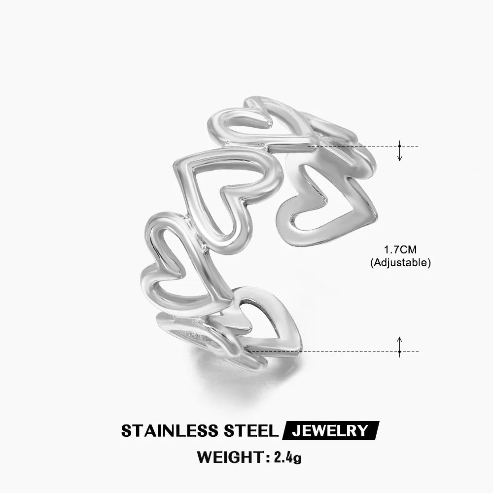 Gold Stainless Steel Heart Ring – Waterproof Hollow Heart Finger Ring for Women | Minimalist Fashion Jewelry Gift