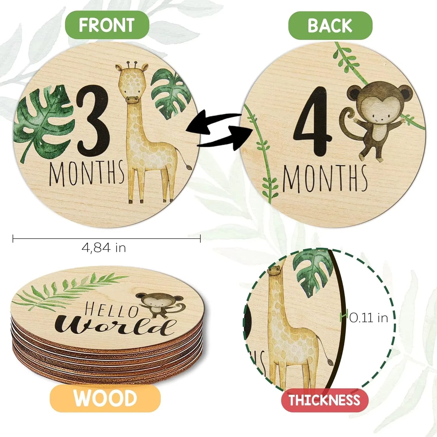 7PCS Newborn Milestone Wooden Cards – Baby Monthly Growth Announcement Props, Baby Shower Gift for Boys & Girls, Pregnancy Photography Accessories for First Year Memories & Photo Sessions