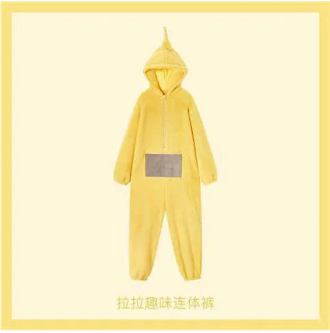 Teletubbies Inspired Adult Cosplay Pajamas – Tinky Winky / Laa-Laa / Po Soft Long Sleeve Onesie Costume (4 Colors)