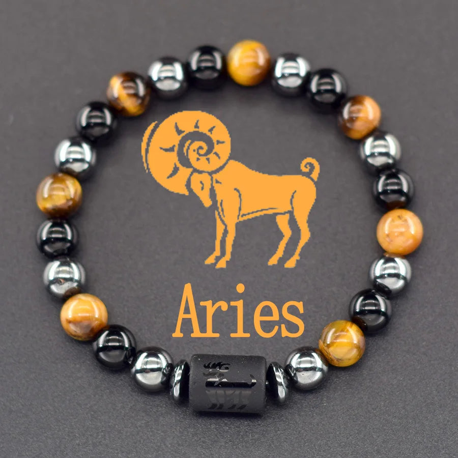 Pulsera de constelación de 12 signos del zodiaco – Brazalete con dije de astrología para hombres y mujeres | Regalo de joyería de amistad Aries, Virgo, Leo y Libra