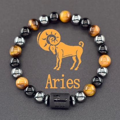 Pulsera de constelación de 12 signos del zodiaco – Brazalete con dije de astrología para hombres y mujeres | Regalo de joyería de amistad Aries, Virgo, Leo y Libra