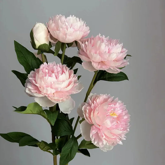 Rama de Peonía Artificial de 3 Cabezas – Tallo de Peonía Falsa Realista de 75cm para Decoración de Bodas, Centros de Mesa Navideños, Decoración del Hogar y Arreglos Florales