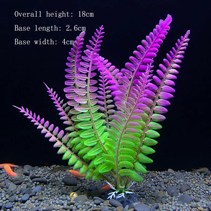 Artificial Underwater Aquarium Plants – Plastic Aquatic Fake Shrubs & Green Water Grass for Fish Tank Landscaping, Realistic Simulated Decor
