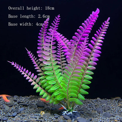 Artificial Underwater Aquarium Plants – Plastic Aquatic Fake Shrubs & Green Water Grass for Fish Tank Landscaping, Realistic Simulated Decor