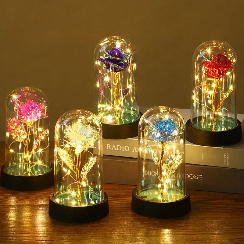 Eternal Rose LED Light in Glass Dome – Romantic Valentine’s Day Gift for Girlfriend | Forever Flower Decoration for Wedding, Mother’s Day & Bridesmaid Gifts