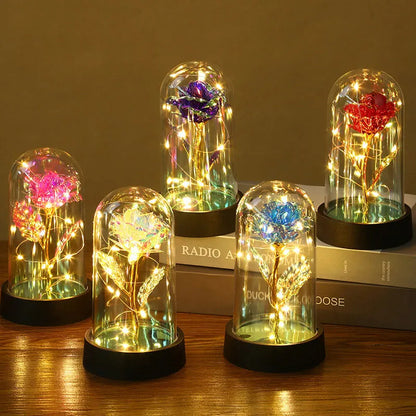 Eternal Rose LED Light in Glass Dome – Romantic Valentine’s Day Gift for Girlfriend | Forever Flower Decoration for Wedding, Mother’s Day & Bridesmaid Gifts