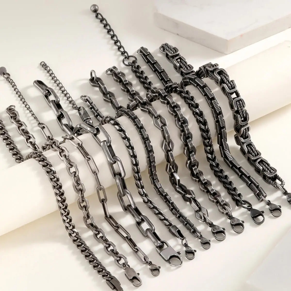 Vintage Byzantine Chain Bracelet – Stainless Steel Braided Link Wristband for Men & Boys | Retro Fashion Jewelry Gift for Father