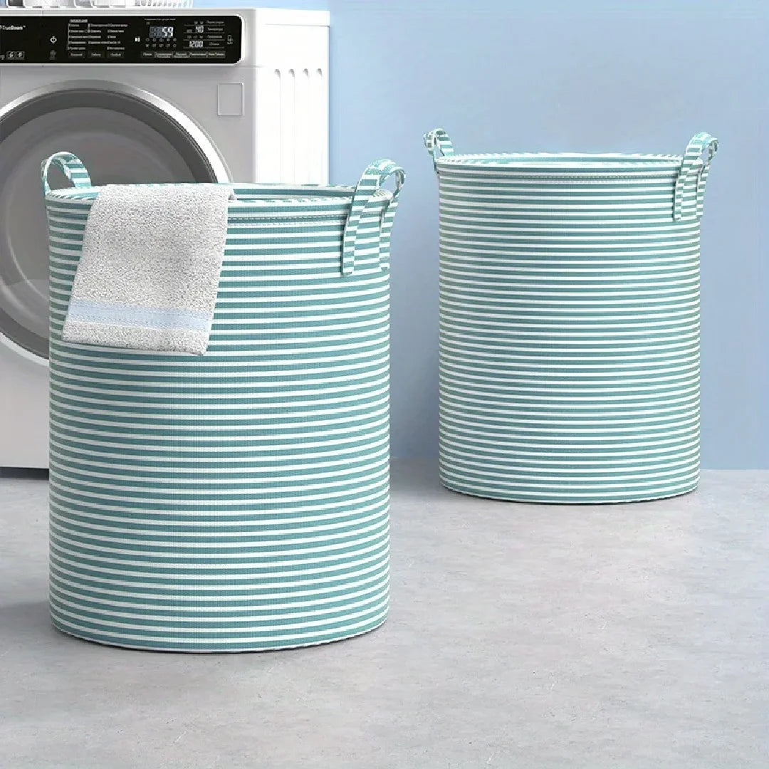 Foldable Laundry Basket Collapsible Striped Clothes Hamper Storage Organizer for Bathroom, Bedroom & Toys