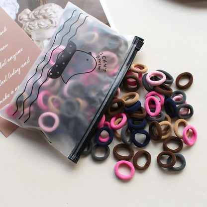 100PCS Kids Elastic Hair Bands – 2CM Nylon Hair Ties for Girls & Babies | Colorful Stretch Hair Accessories for Children
