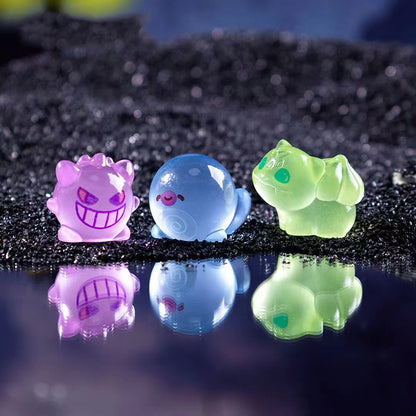 6PCS/SET Pokémon Anime Figures – Pikachu, Gengar, Bulbasaur & Charmander Luminous Cute Model Ornaments for Collection & Gifts