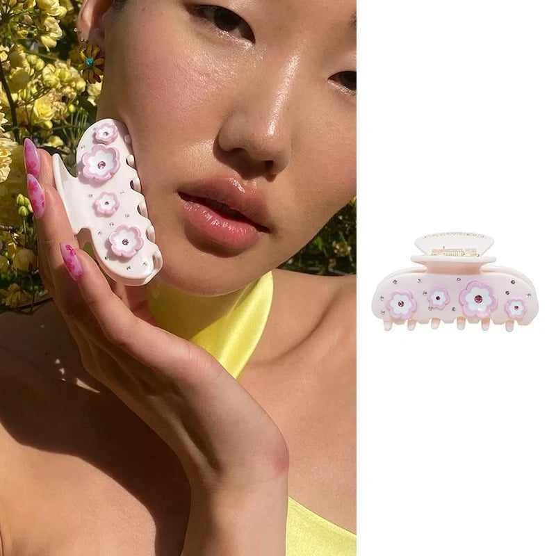 Pinzas para el pelo de cereza bonitas – Pinzas para el pelo de acetato con diamantes de imitación de frutas, flores y mariposas para mujeres y niñas | Accesorios para el pelo de moda Kawaii