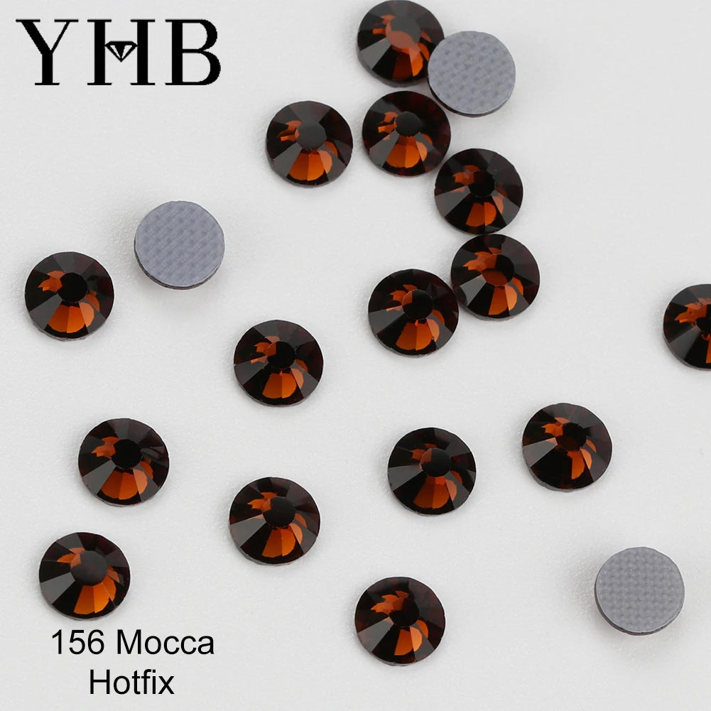 Pedrería Termoadhesiva Blanca Seda Mocca YHB – Cristales Premium de Espalda Plana para Zapatos, Bolsos, Ropa, Joyería y Manualidades DIY