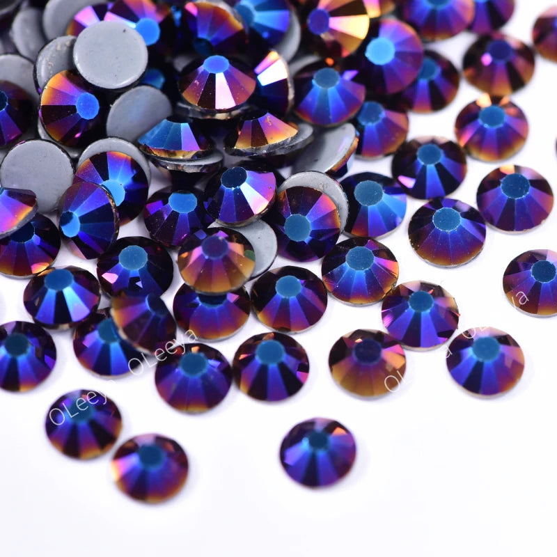 Set de diamantes de imitación de fijación en caliente de 1440 piezas – Piedras de cristal brillante de base plana para decoración de uñas, ropa y manualidades