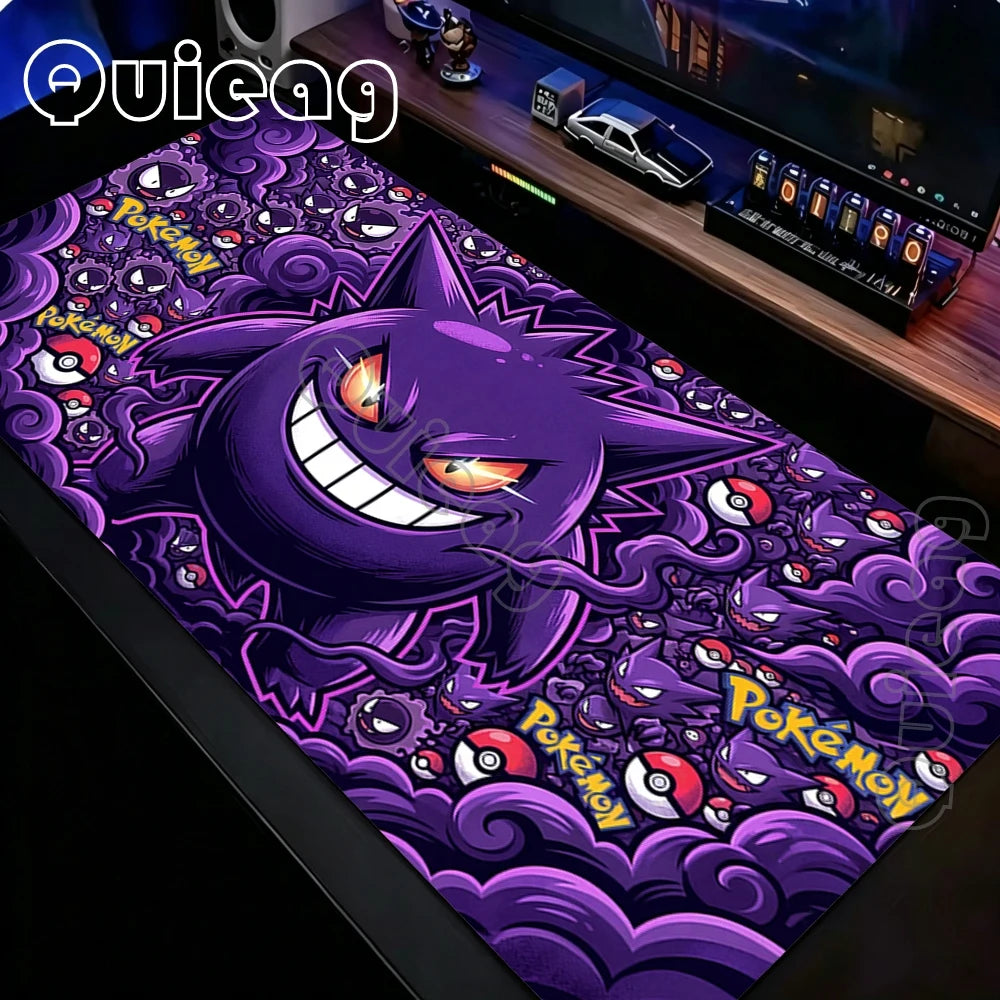 Tapis de souris Gengar Anime Gaming – Grand tapis de bureau Pokémon antidérapant pour ordinateur portable, clavier et configuration PC