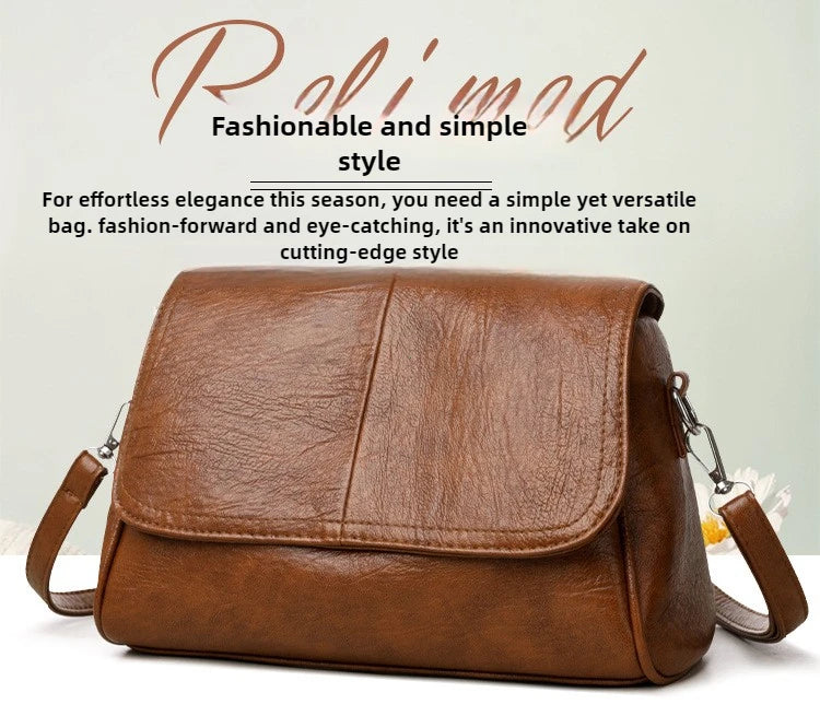 Sac bandoulière en cuir ciré huilé rétro – Sac à main texturé vintage avec rabat élégant, bandoulière réglable, sac à main décontracté classique pour femmes et usage quotidien