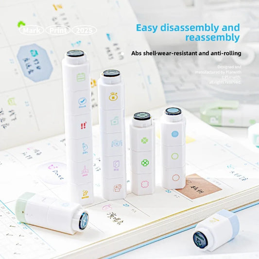 Set de sellos para diario de listas de tareas bonitas – Sellos de tinta desmontables con forma de bolígrafo para agenda, diario,, álbumes de recortes, notas de viaje y manualidades decorativas