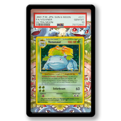 Pokémon Extended Art Card Display Case – Charizard & Venusaur PSA Acrylic Display Stand for Trading Card Collections
