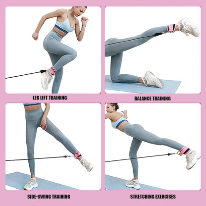 Juego de bandas de resistencia con tobilleras – Bandas elásticas de fitness con accesorios de tobillo para gimnasio, yoga, entrenamiento de fuerza y ejercicio en casa