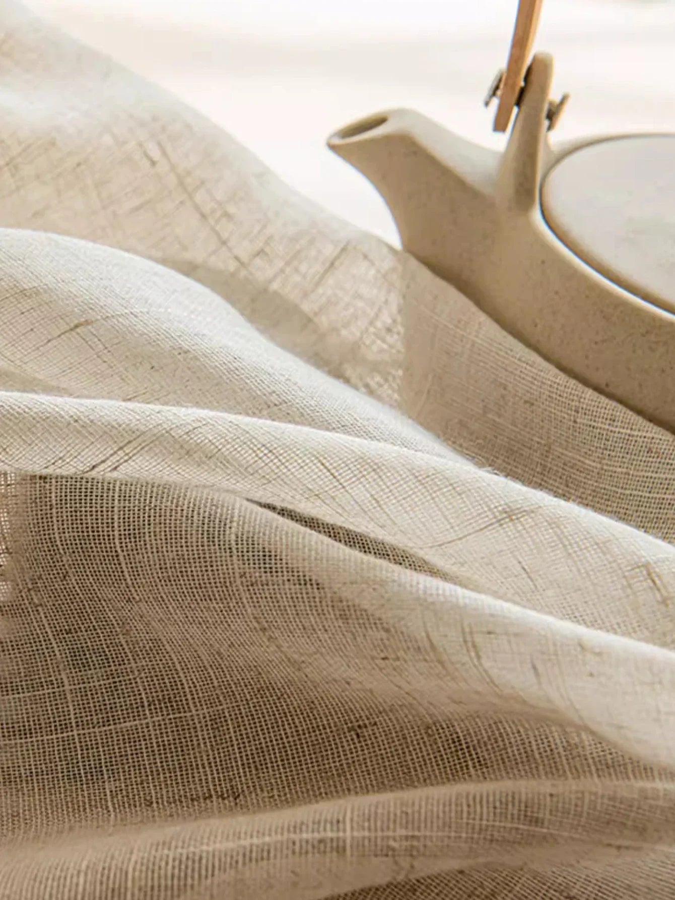 Voilages sur mesure aspect lin – Panneaux de fenêtre filtrant la lumière avec protection UV