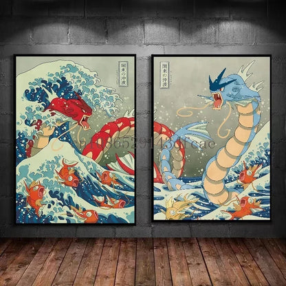 Pokémon Empoleon – Toile Murale – Affiche d'Anime Moderne pour Salon, Chambre, Salle de Jeux et Décoration Intérieure
